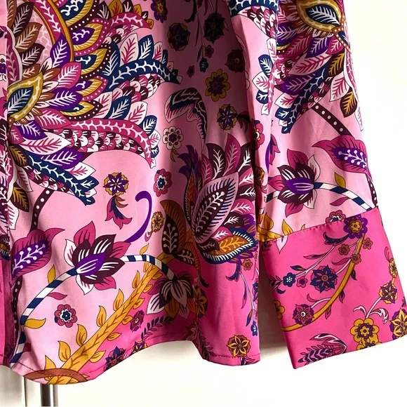 Rachel Zoe Satin Floral Paisley Button Down Blouse in Pink Multi Size S NWT - Picture 9 of 16